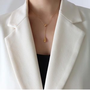 Chokers Water Drop Pendant Tasse necklace 18k gold plated stainless steel